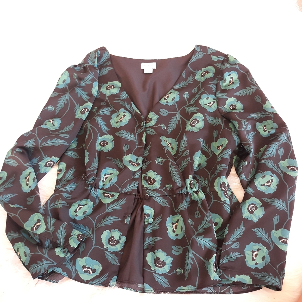 J Crew Blazer Jacket Black Green Floral Slimming